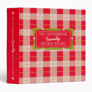 Holiday Recipe Red Plaid Festive 3 Ring Binder