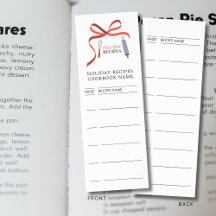 Holiday Recipes Cookbook Page Numbers