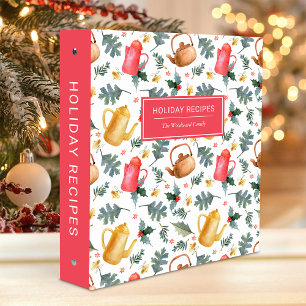 Holiday Recipes Cozy Christmas Watercolor Pattern Binder