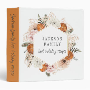 Holiday Recipes Personalized Citrus Oranges Floral Binder