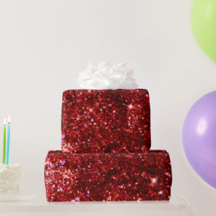 Holiday Red and Black Faux Glitter Christmas Wrapping Paper