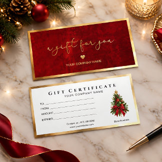Holiday Red And Gold Add Logo Gift Certificate