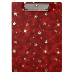 Holiday Red and Gold Faux Metal Christmas Stars Clipboard