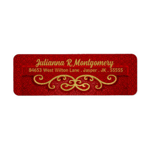 Holiday Red and Gold in a Damask Adresse de retour