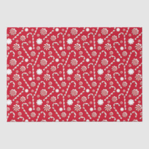 Holiday Red and White Winter Candy Cane Christmas Tissue Paper
