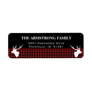 Holiday Red Buffalo Plaid Rustic Style Address