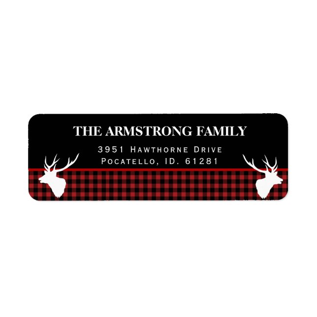 Holiday Red Buffalo Plaid Rustique Style Adresse (Devant)
