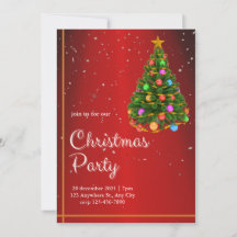 Holiday red Christmas Party Invitation