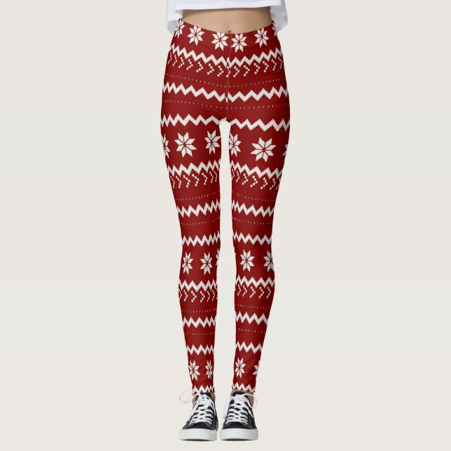 Holiday Red Fair Isle Leggings (Devant)