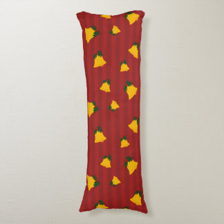 Holiday Red Gold Stripe Bells Christmas Body Pillow