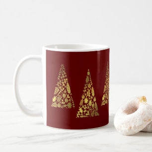 Holiday Red Gold Tree Elegant Minimalistic Coffee Mug