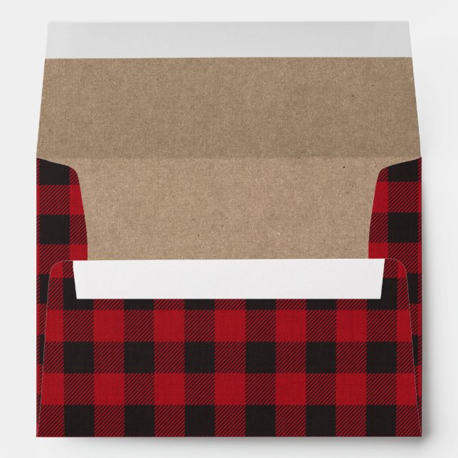 Holiday Red Plaid Tartan Kraft Envelope (Back (Bottom))