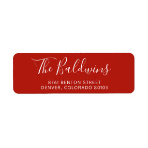 Holiday Red Script Name Return Address