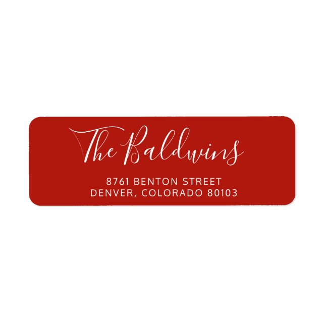 Holiday Red Script Name Return Address (Front)