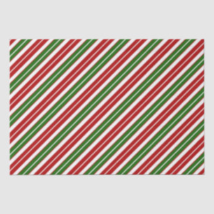 Holiday Red, White and Green Christmas Stripes Tissue Paper