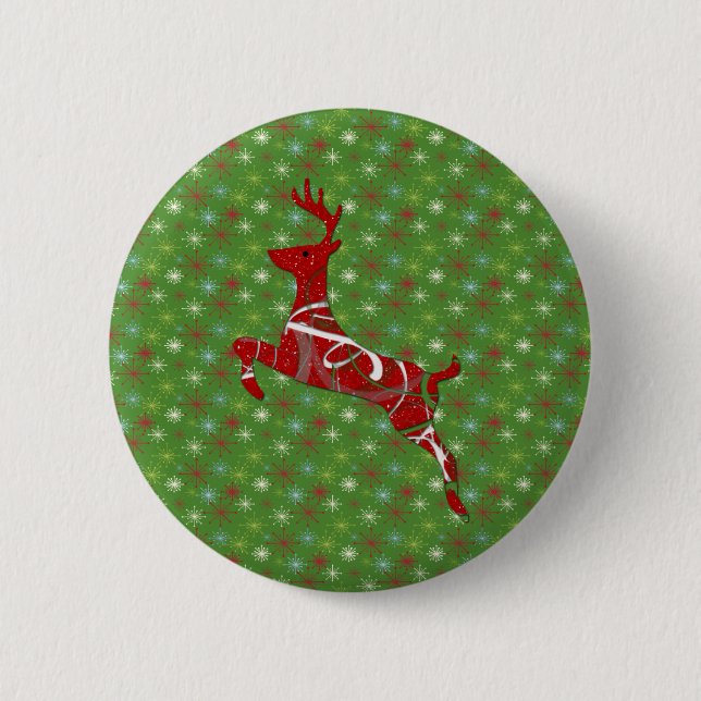 Holiday Reindeer 2 Inch Round Button (Front)