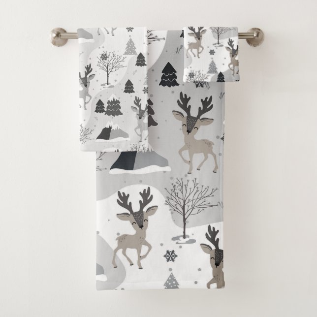 Holiday Reindeer Bath Set – Grey Fog (Insitu)