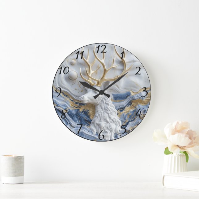 Holiday Reindeer Magic Display Large Clock (Home)