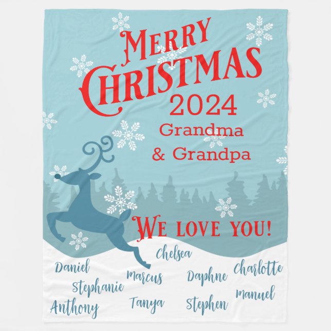 Holiday Reindeer Personalized Blanket (Front)