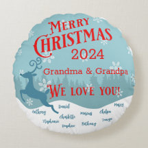 Holiday Reindeer Personalized Round Pillow