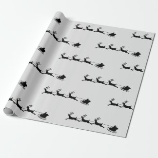 holiday reindeer santa christmas vintage silver. wrapping paper