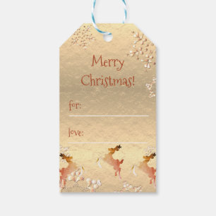 Holiday Reindeer Snowflakes on Rose Gold Gift Tags