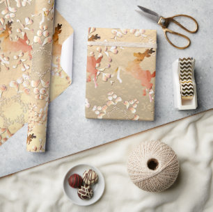 Holiday Reindeer Snowflakes on Rose Gold Wrapping Paper