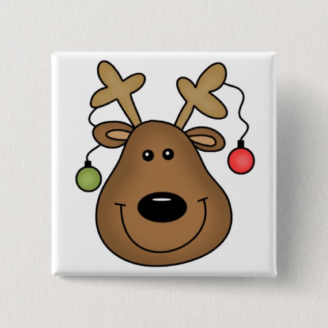 Holiday Reindeer Tshirts and Gifts 2 Inch Square Button (Front)