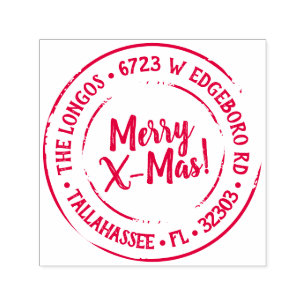 Holiday Return Address Label Stamp - Red