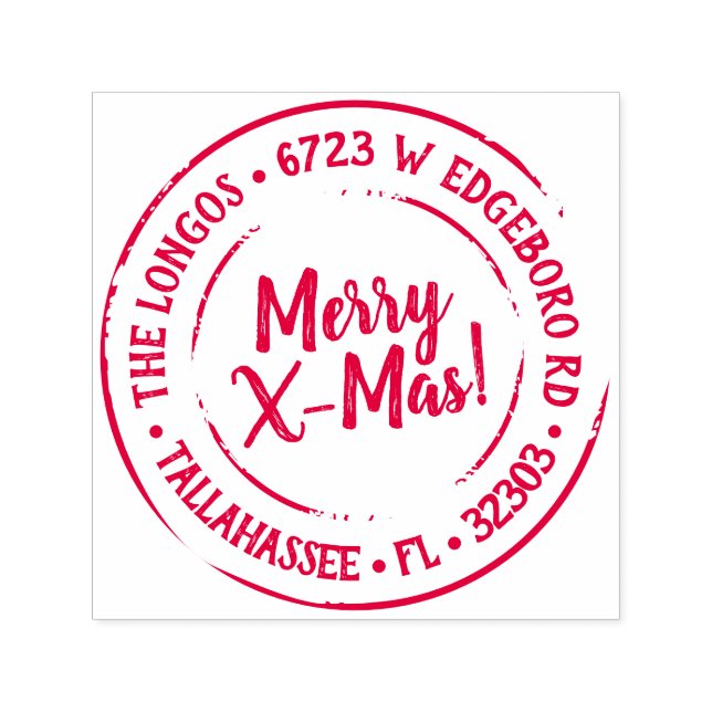 Holiday Return Address Label Stamp - Red (Design)