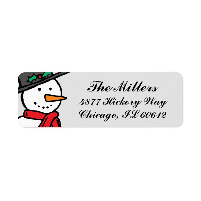Holiday Return Address Labels: Snowman Grey (Front)
