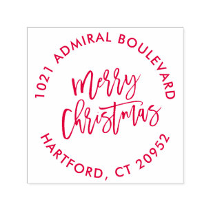 Holiday Return Address with Merry Christmas Self-inking Stamp