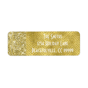 Holiday Return Labels "Chevron Gold Design"