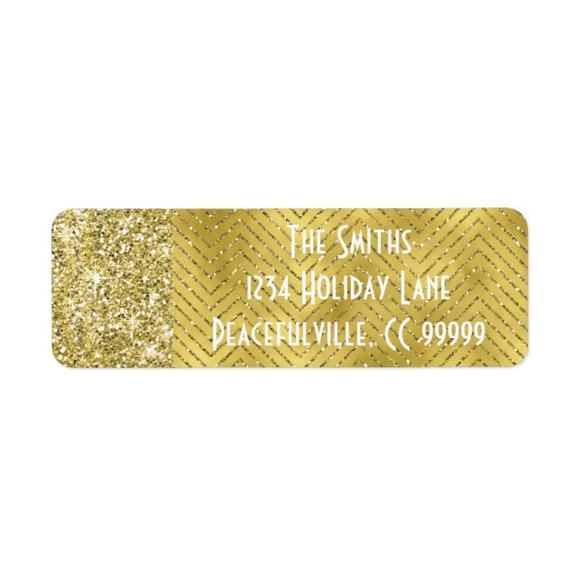 Holiday Return Labels "Chevron Gold Design" (Front)