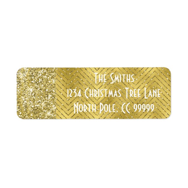 Holiday Return Labels "Chevron Gold Design" (Front)