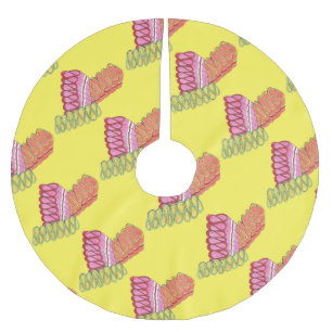 Holiday Ribbon Hard Candy Yellow Christmas Sweets Brushed Polyester Tree Skirt