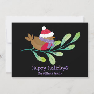 Holiday  Robin On a Branch Flat Holiday Card