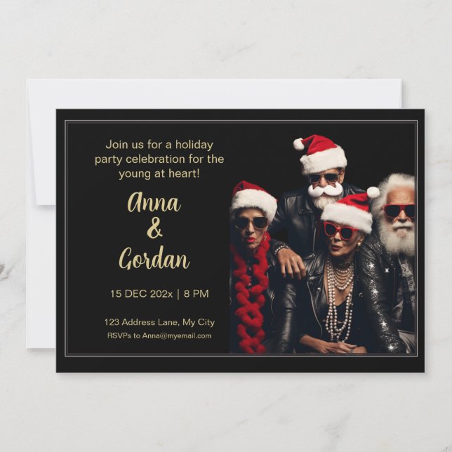 Holiday Rockers Who Are Young At Heart Invite (Front)