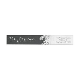 Holiday Rustic Pine and Chalkboard Return Address Wrap Around Label
