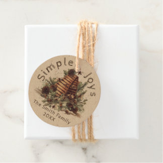 Holiday Rustic Round Sticker - Simple Joys Favour Tags