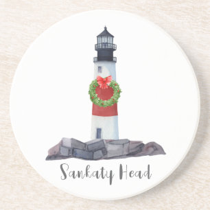 Holiday Sankaty Head LIghthouse Sandstone Coaster