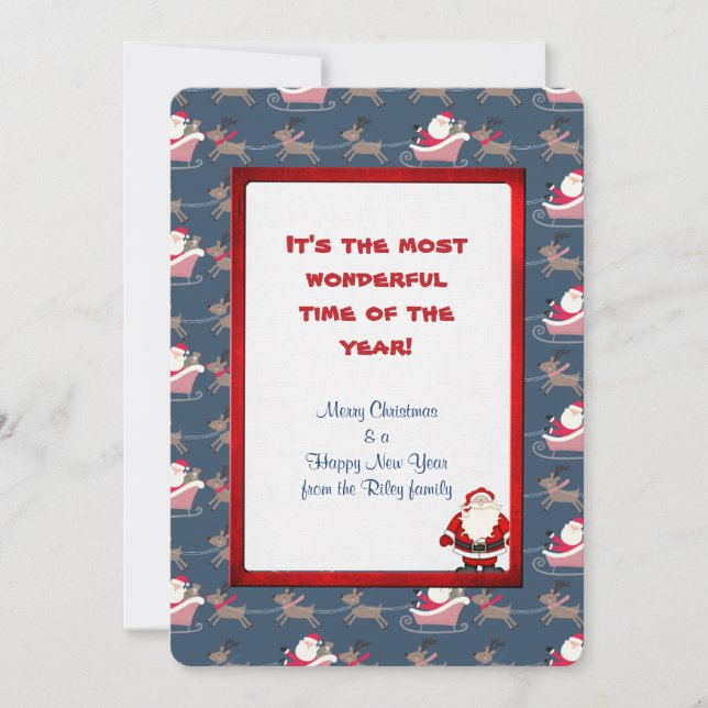 Holiday Santa Claus with reindeer and sleigh (Front)