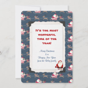 Holiday Santa Claus with reindeer and sleigh Card