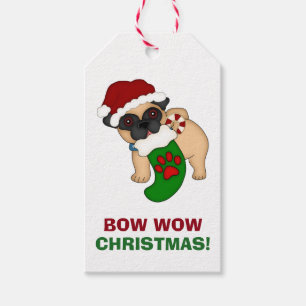 Holiday Santa Pug Gift Tags