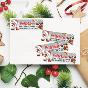 Holiday Santa & Reindeer Personalized Return Label