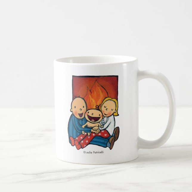Holiday Scene: Family in Front of the Fireplace Coffee Mug (Right)