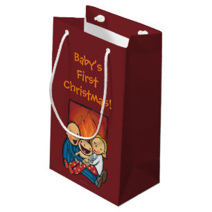 Holiday Scene: Family in Front of the Fireplace Small Gift Bag