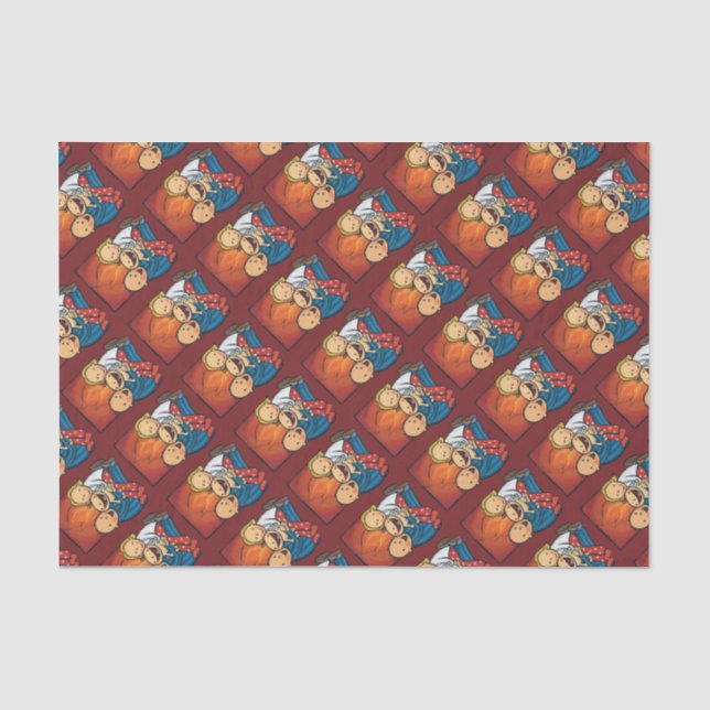 Holiday Scene: Family in Front of the Fireplace Tissue Paper (Front)