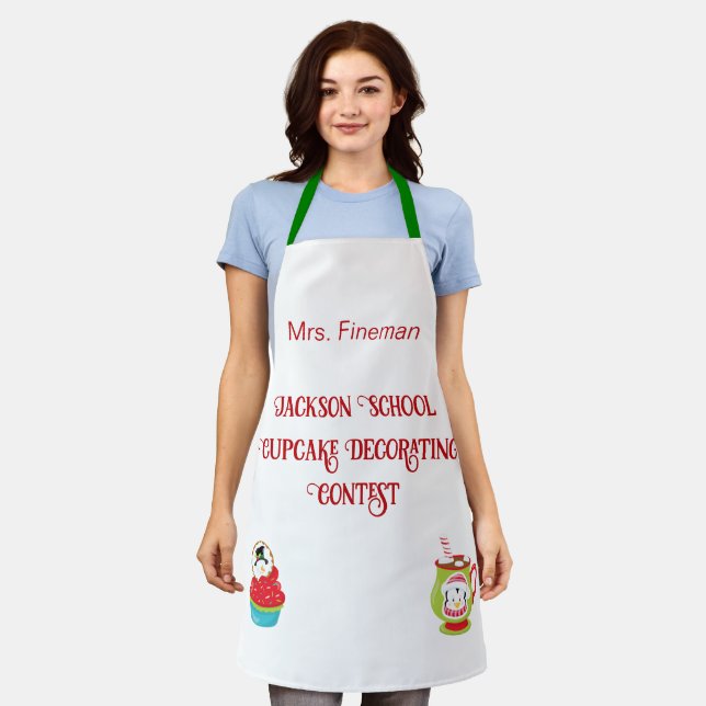 Holiday School Cupcake Decorating Contest Apron (Worn)