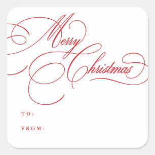 Holiday Script Merry Christmas Sticker Labels